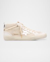 Slide Mixed Leather Mid-Top Sneakers