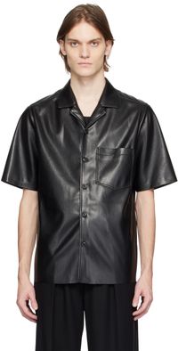 Nanushka Black BODIL Vegan-Leather Shirt