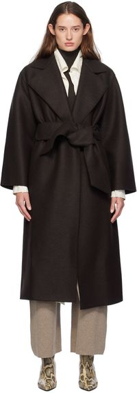 Harris Wharf London Brown Belted Clutch Coat