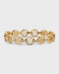 18K Yellow Gold Small Link MMV Bracelet with Diamonds
