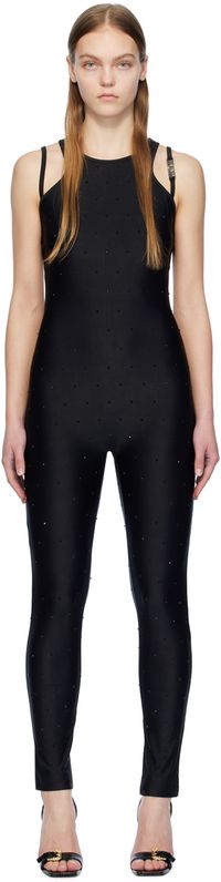 Versace Jeans Couture Black Crystal-Cut Jumpsuit