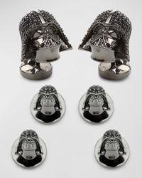 Men's Darth Vader Crystal Helmet Cufflink Stud Set