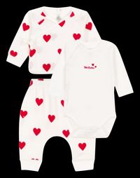 Petit Bateau - Ensemble 3 pièces coeurs en coton - Taille 18M - Multicolore