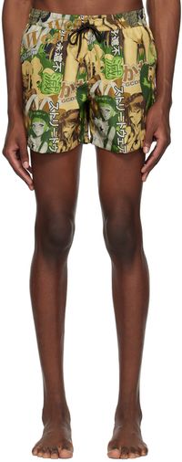 GCDS Green Hentai Swim Shorts