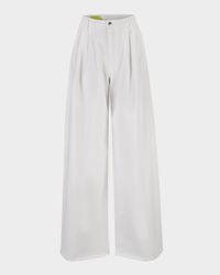 Pleated Wide-Leg Denim Trousers