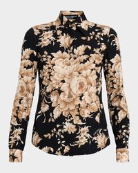 Rose Cretonne Charmeuse Button-Down Shirt