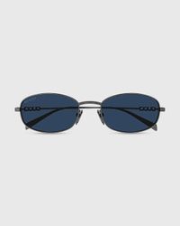 Gucci Block 54mm Oval Metal Sunglasses