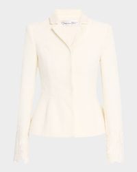 Embroidered Boucle Peplum Suit Jacket