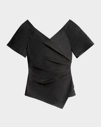Pleated Asymmetric Faux Wrap Top
