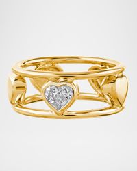 18K Gold Lovely-Cut Diamond Ring, Size 7