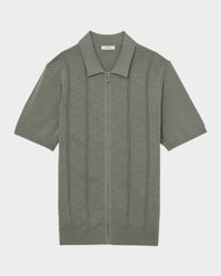 Men's Tay Pointelle Knit Full-Zip Polo Shirt