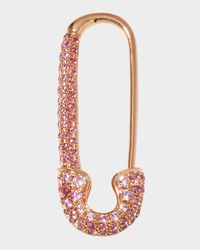 Rose Gold Pink Sapphire Safety Pin Earring, Single