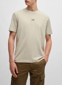 Boss - Tee-shirt col rond en coton mélangé - Taille 3XL - Beige