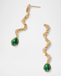 18K Yellow Gold Victoria Diamond and Malachite Drop Earrings