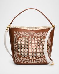 Small Eyelet Feed Shoulder Bag in Leather
