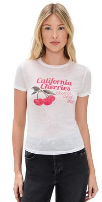 RE/DONE Tiny Tee Cherries Vintage White L