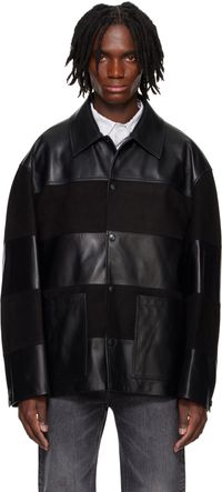 Solid Homme Black Block Leather Jacket