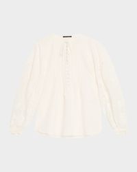 Juni Pintuck Lace-Inset Blouse