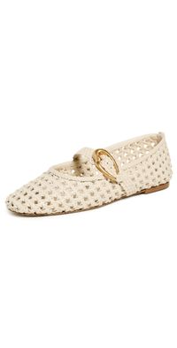 Larroudé Verona Macrame Flats Ivory 8.5