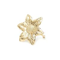 Monsieur Simone - Maxi bague fleur doré à l'or fin - Taille Unique - Doré