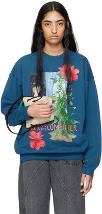 JW Anderson Pull molletonné bleu à images