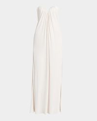 Gathered Sweetheart Strapless Jersey Evening Dress