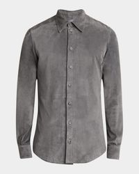 Men's Suede Button-Down Shirt