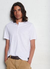 Le Temps Des Cerises - Tee-shirt droit col boutonné en coton - Taille 3XL - Blanc