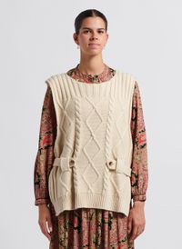 Swildens - Pull col rond sans manches en laine mélangée - Taille L - Blanc