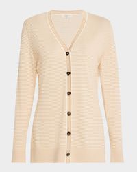 Striped Button-Down Cashmere Cardigan