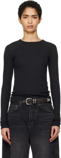 rag & bone Black Essential Rib Long Sleeve T-shirt