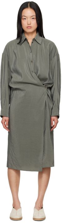 LEMAIRE Gray Twisted Midi Dress