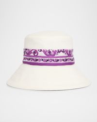 Cotton Bucket Hat With Silk Scarf