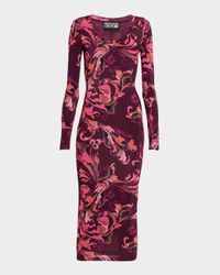 Porcelain Barocco Bodycon Midi Dress