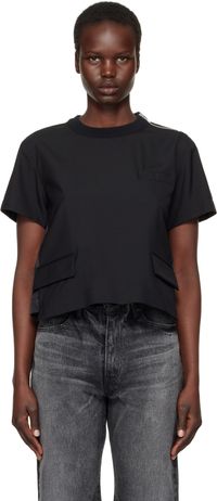 sacai T-shirt à enfiler noir en tissu de costume