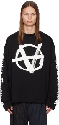 VETEMENTS T-shirt à manches longues noir à logos Anarchy
