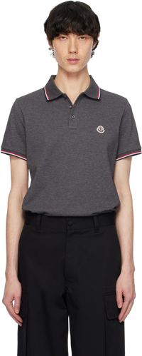 Moncler Gray Tricolor-Trimmed Cotton Piquet Polo