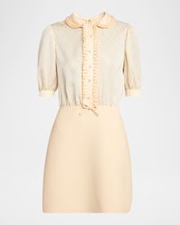 V-Logo Ruffle Crepe Mini Dress