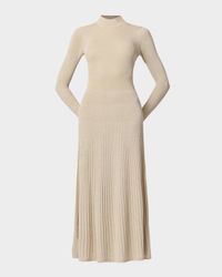 Autumn Mock-Neck Shimmer Knit Midi Dress