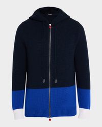 Men's Wool Knit Color Block Full-Zip Sweater