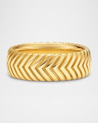 Men's Chevron Band Ring in 18K Gold, 8mm