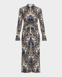 Shirley Ruched Paisley-Print Midi Shirtdress