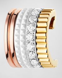 Quatre Small Clip Earring with Diamonds and White Ceramic, Single