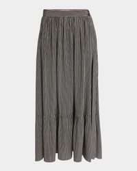 Micro Check Silk Maxi Skirt