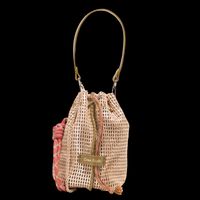 Craie - Sac bourse porté main en cuir ajouré - Taille Unique - Doré