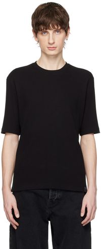 Filippa K T-shirt noir en jersey côtelé