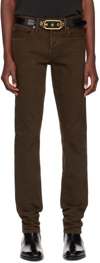 TOM FORD Brown Stay Press Twill Slim Fit Jeans