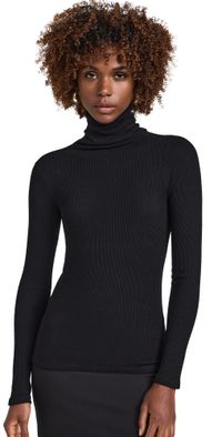 Enza Costa Sweater Knit Turtleneck Black M