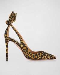 105mm Leopard Bow Stiletto Pumps