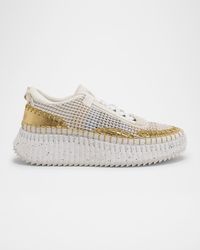 Nama Mesh and Leather Platform Low-Top Sneakers